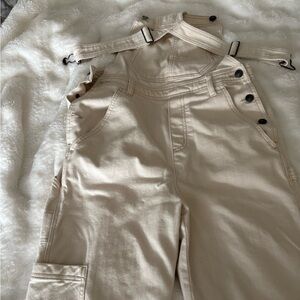 Beige Overalls with Button Details, Aerie sz XS